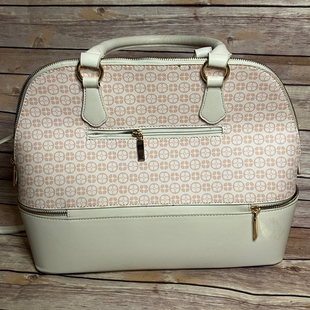IMAN Cream and Gold Patterned Satchel - Picture 3 of 6